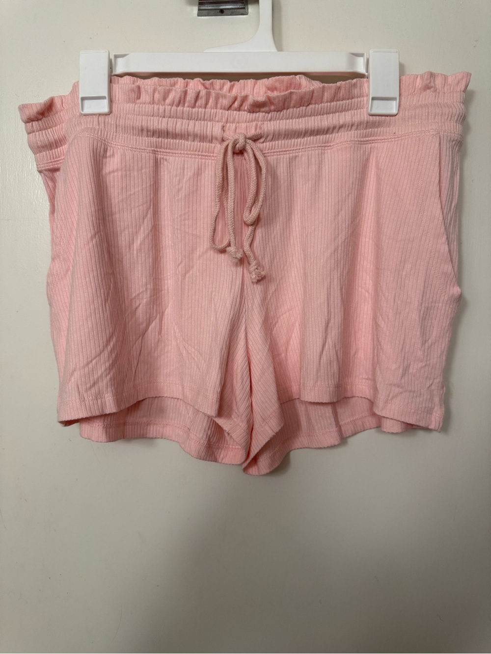 Source Unknown Light Pink Ribbed Lounge Shorts with Drawstring